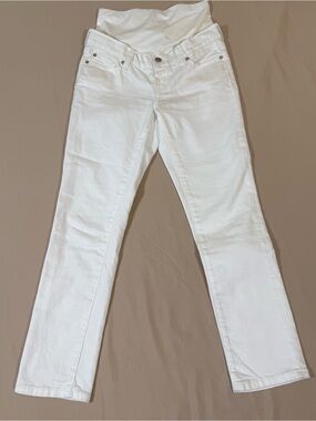 GAP White Straight-Leg Maternity Jeans with Overband